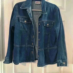 Bill Blass blue jean jacket. Petite Large. Gently used.